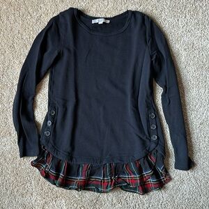 Lift lightweight sweatshirt plaid ruffle tunic